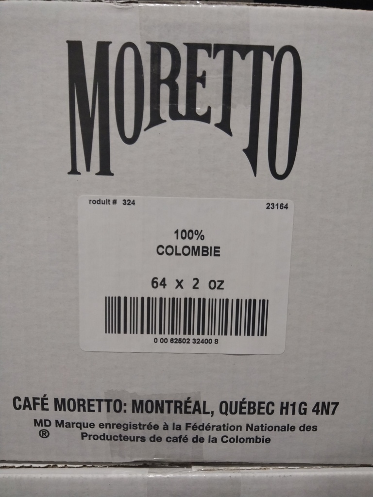 Cafe Moretto 100% Colombien 64X2Oz