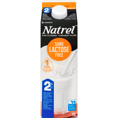 2L of 3.25% lactose free Milk Natrel
