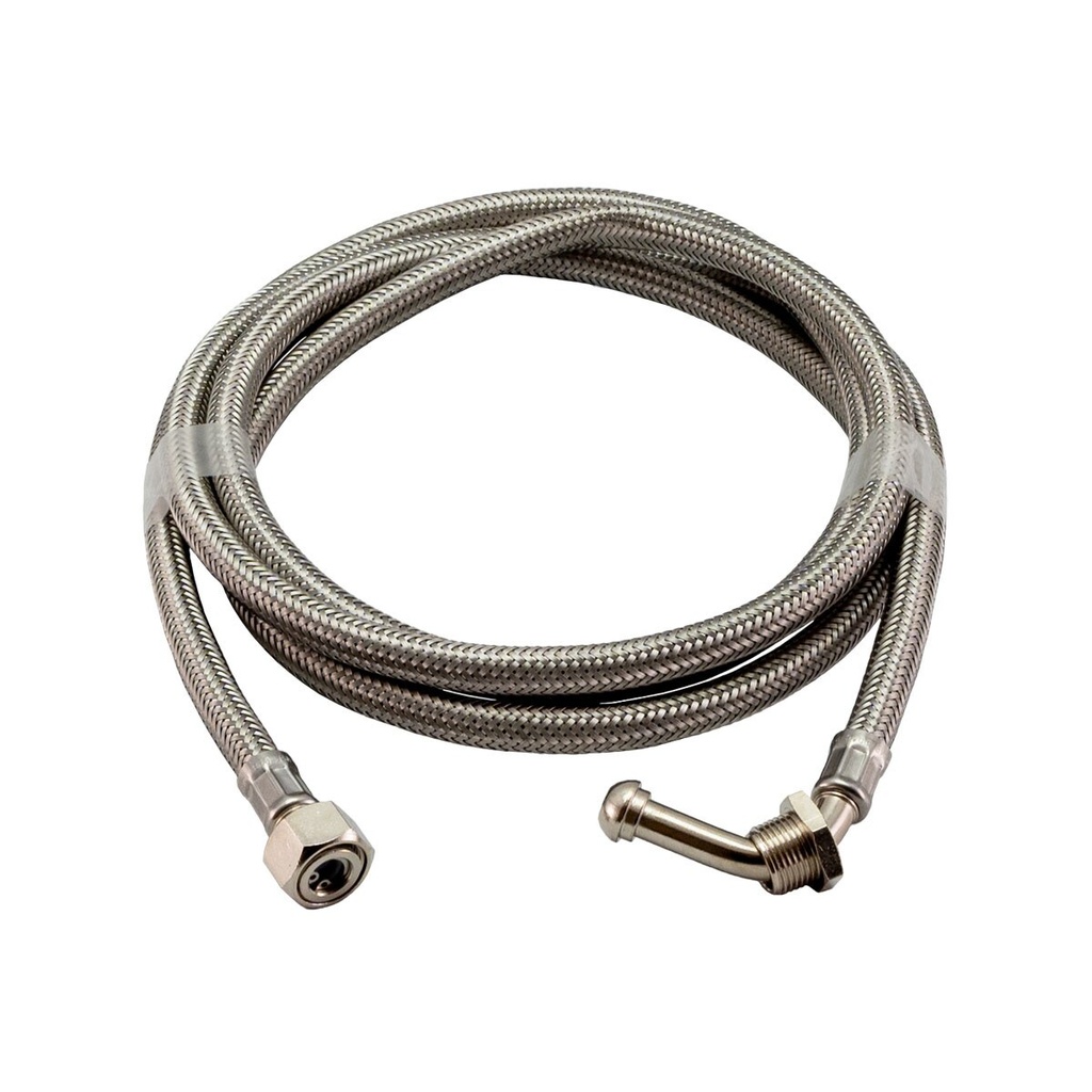 Tuyau flex inox G 3/8 M coudé x G3/8FP avec valve anti-retour 2300mm