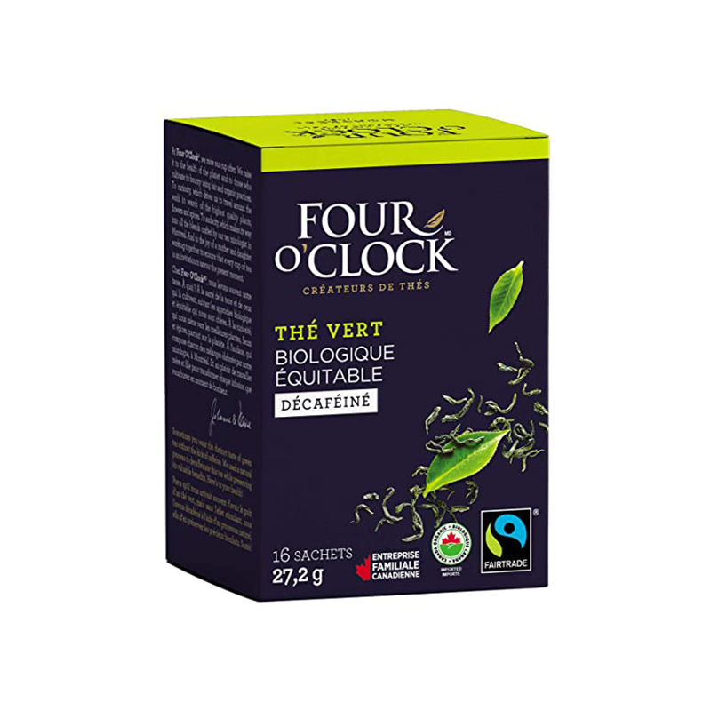 Thé Four O'clock Vert décaféiné bio équitable 16u