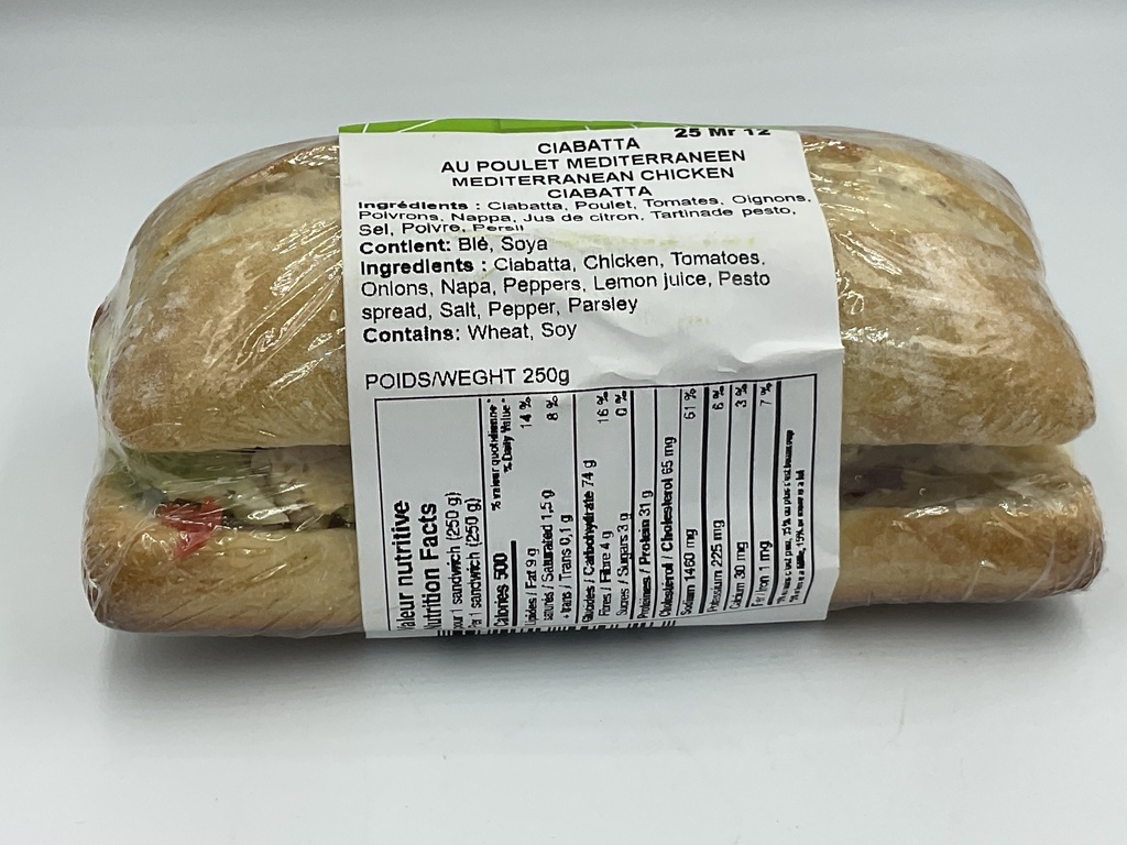 Ciabatta poulet méditerraneen