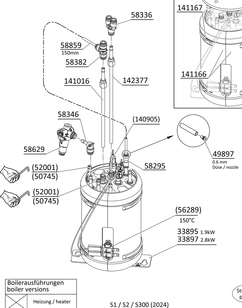 Bouilloire vapeur S1-S2-S300 (2024) (STE) 2.8kW