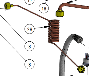 Capillary tube pump pressure gauge G1/8" F-F 1m (P6048)