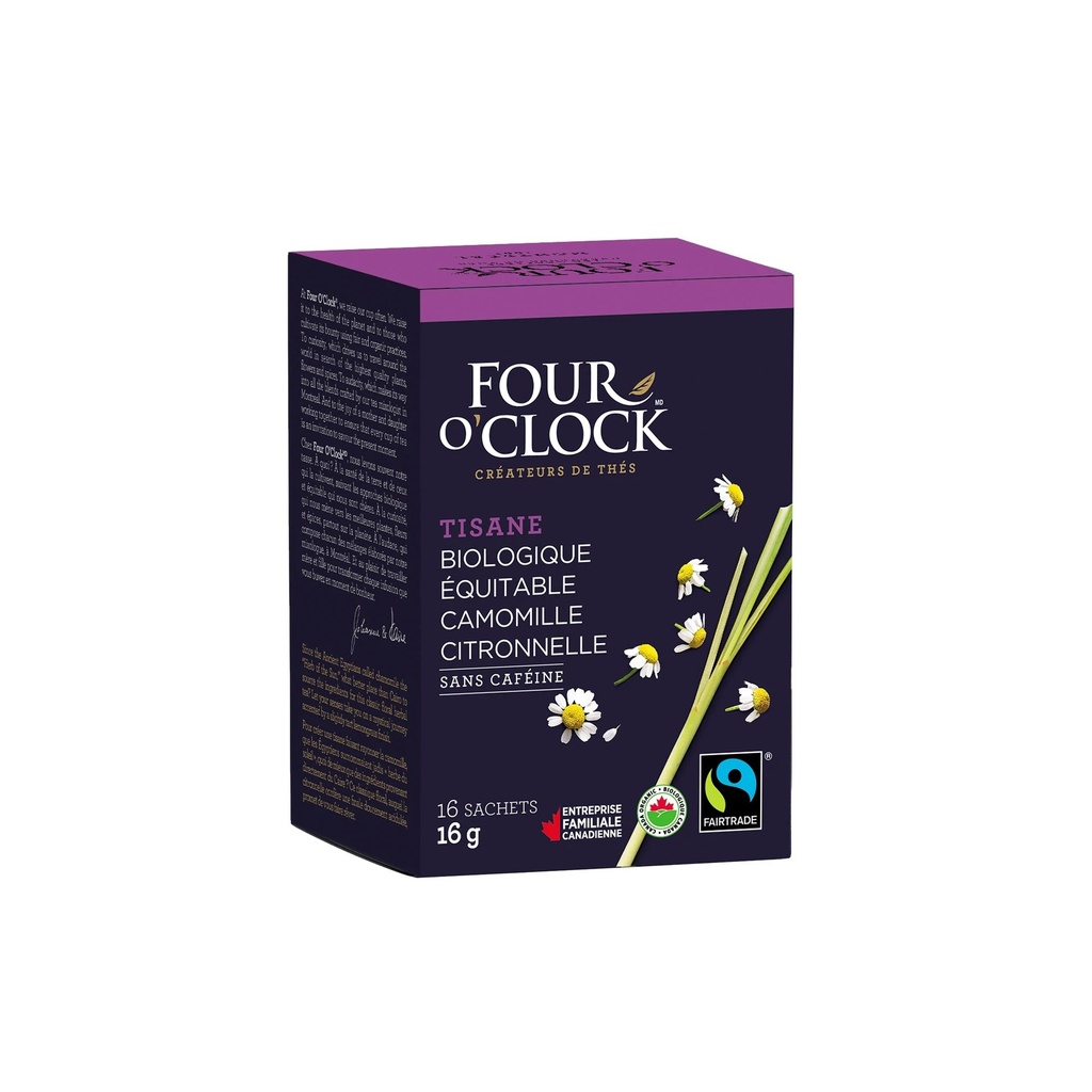 Four O'Clock - Tisane Camomille Citronnelle Bio Équitable (16 unités)