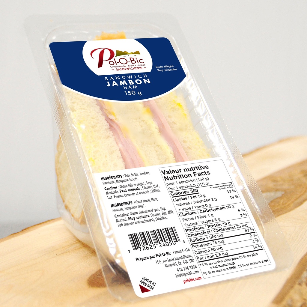 Sandwich Jambon 150 Gr. Polo Bic