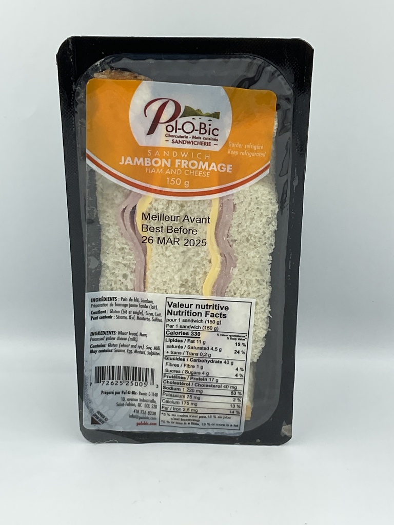 Sandwich Jambon Fromage Polo Bic