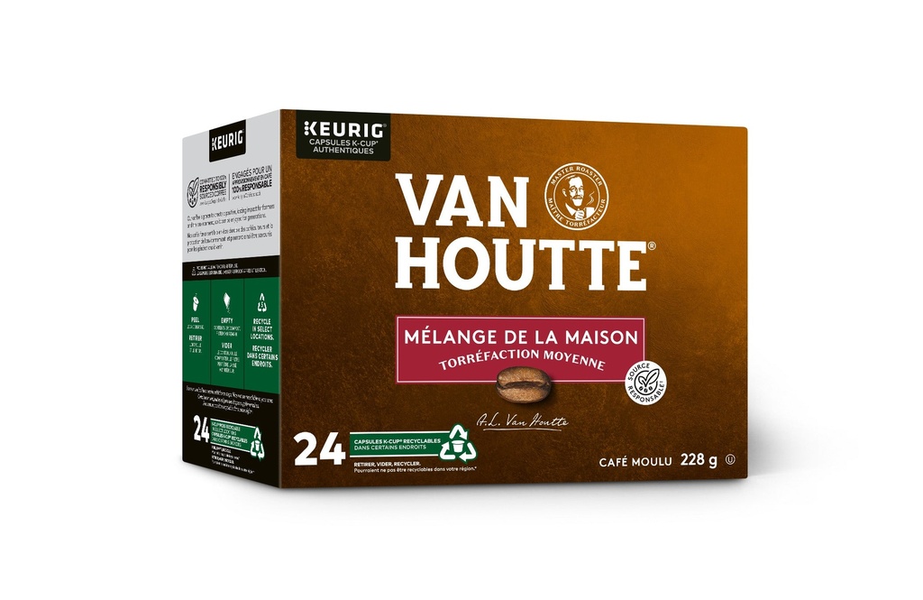 PROMOTION 13.50$ A L'ACHAT DE 4 BTES  Van Houtte Melange Maison Mi-Noir 24 unites