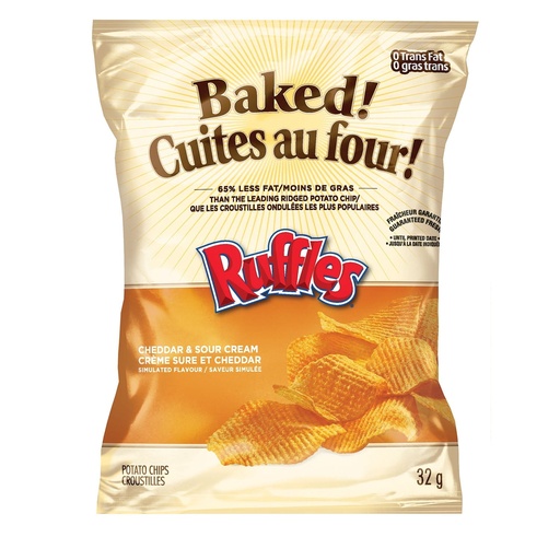 [CP76955UN] Chips Ruffles Cuites au four crème sûre et cheddar 32g