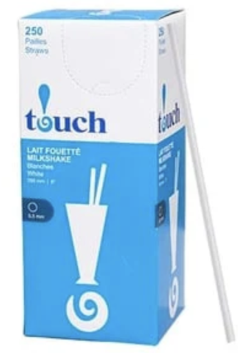 [37499] Pailles Touch lait fouetté blanches 8" 250u